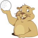 Brown gopher holding a white golf ball